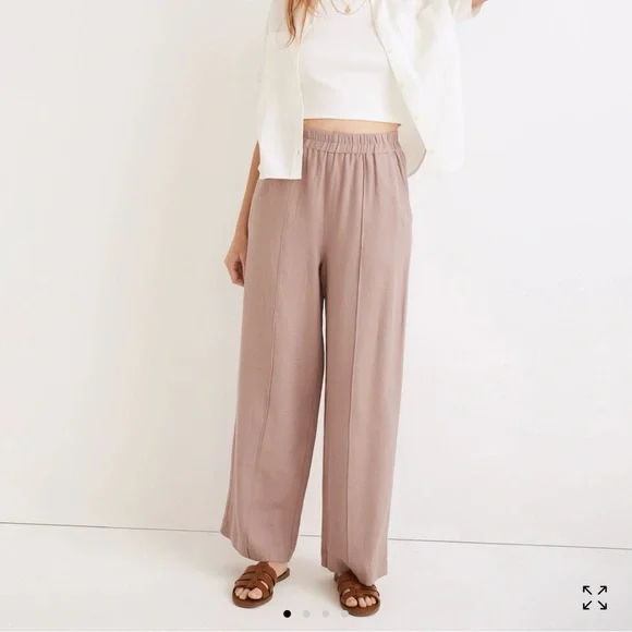 Madewell Breezewoven Pull-On High-Rise Straight Pants linen blend Size M - Picture 1 of 7